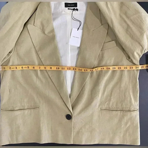 Isabel Marant New Linen Blazer Riller Size 12 Neutral Tan - Picture 13 of 17